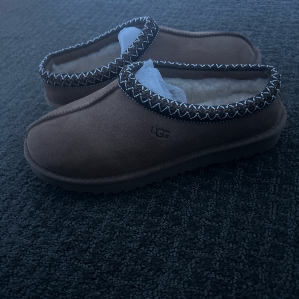 UGG Brown Slippers with Black Stitching